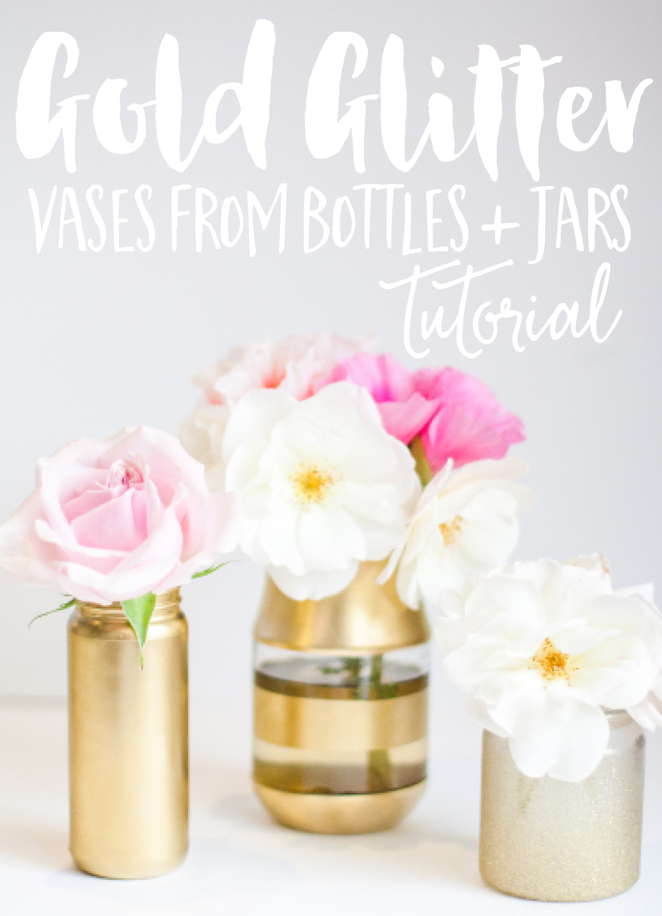 Gold Glitter Vases from Jars DIY Tutorial