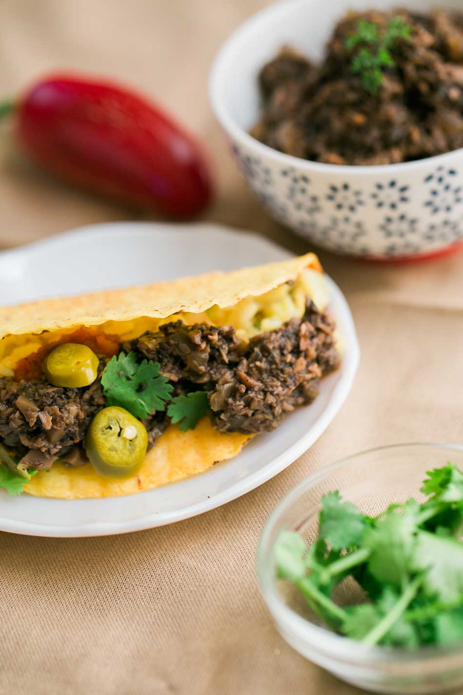 These spicy vegan beef tacos are super delicious!