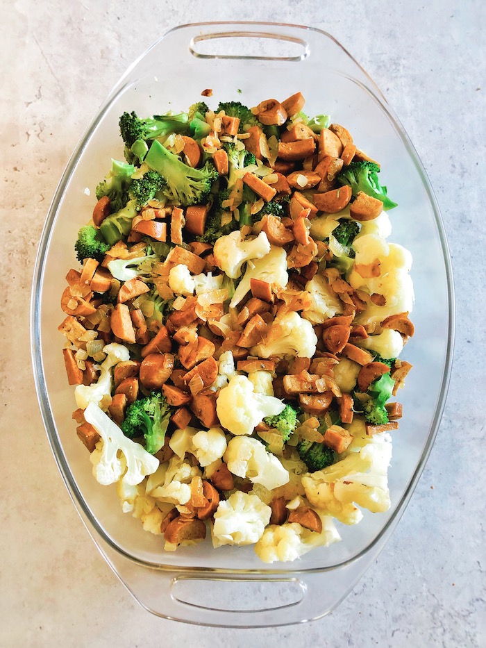 Cheesy Vegan Broccoli + Cauliflower Bechamel Bake Easy Vegan Recipes