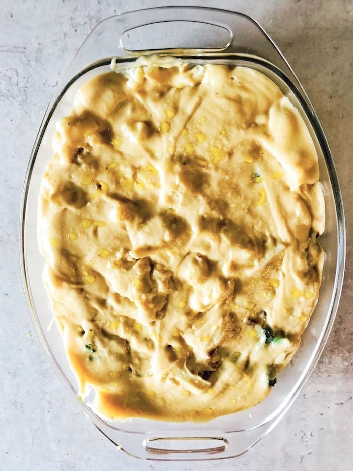 Cheesy Vegan Broccoli Cauliflower Bechamel Bake