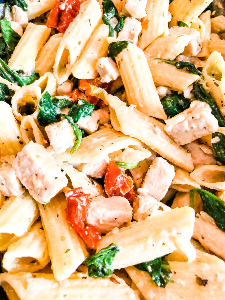 Chicken Spinach Sun Dried Tomato Vegan Penne Pasta