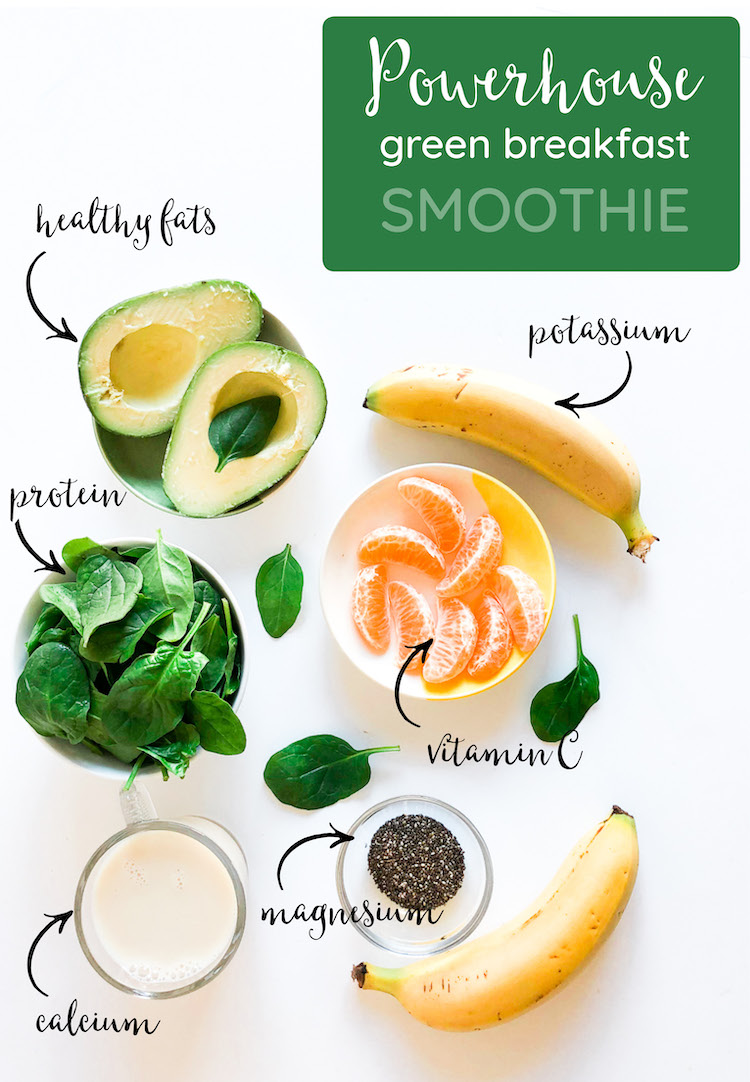 Green protein avocado breakfast smoothie recipe