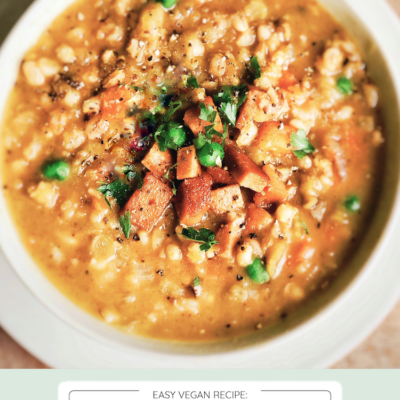 Chunky + Hearty Split Pea and Barley Soup (Vegan)