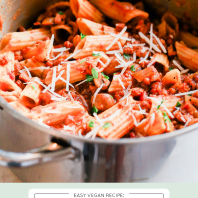 Delicious Vegan Ground Beef, Mushroom  & Olive  Pasta