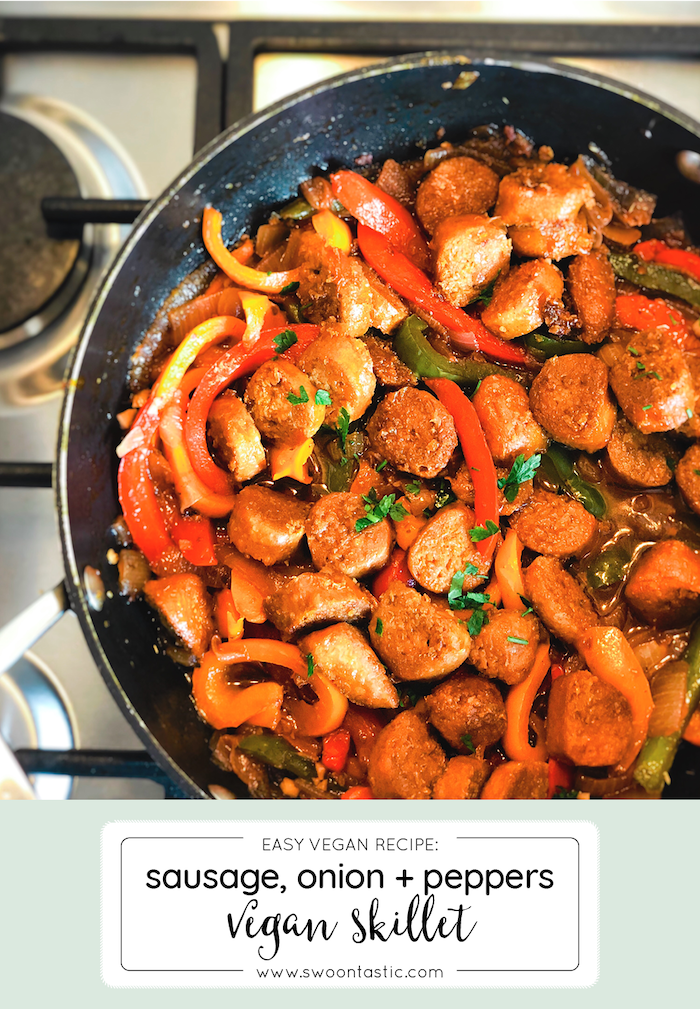 Easy Italian Sausage, Peppers + Onion Skillet (Vegan) 