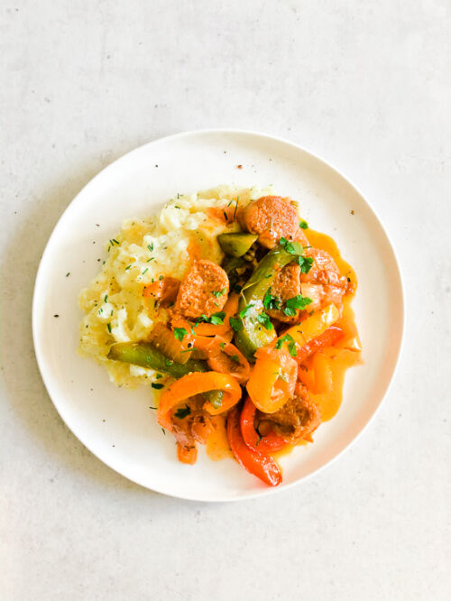 Easy Italian Sausage, Peppers + Onion Skillet (Vegan)